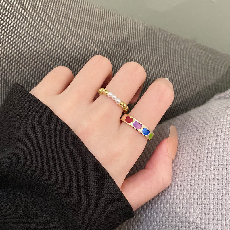 Damen Ring mit buntem Herzdesign Shop Nory