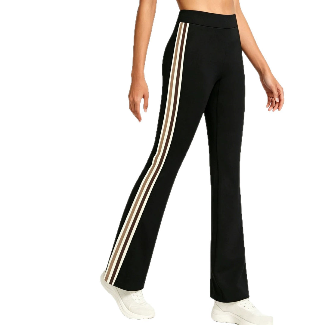 Damen Hochgeschnittene ausgestellte Sporthose mit seitlichen Kontraststreifen Shopy Nory