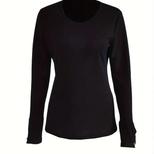 Damen Enganliegendes Langarmshirt mit Zierknöpfen an den Ärmelabschlüssen Shop Nory