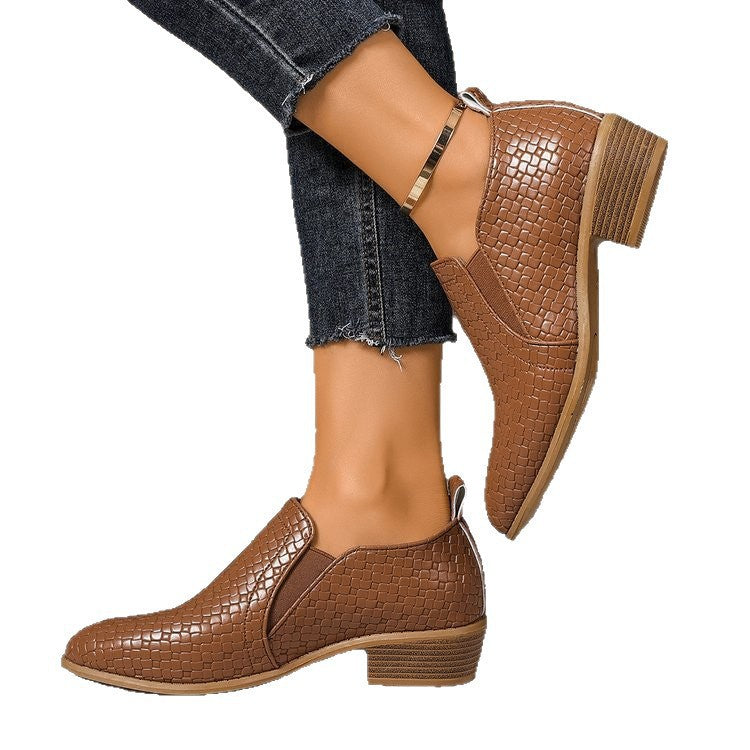 Damen elegante und bequeme Slipper-Stiefel aus strukturiertem Kunstleder