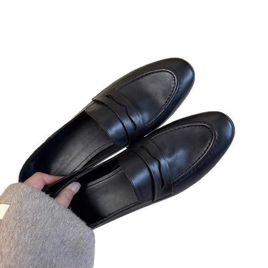 Damen Glattleder-Loafer mit niedrigem Blockabsatz und klassischem Penny-Steg Shop Nory