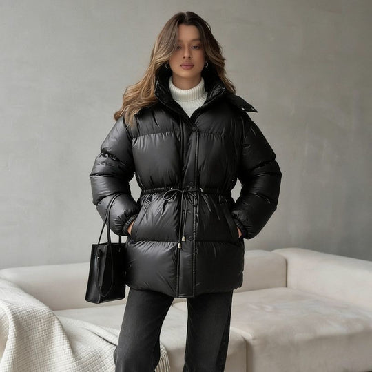 Damen Modische Kapuzenjacke mit Taillenzug