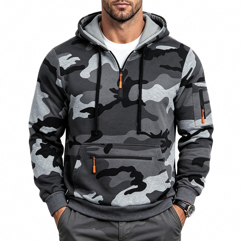 Herren Camouflage-Trainingsset mit Kapuzenpullover und Cargo-Jogginghose Shop Nory