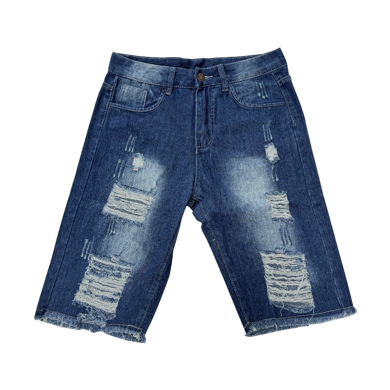 Herren Jeans-Shorts im trendigen Destroyed-Look mit fransigem Saum