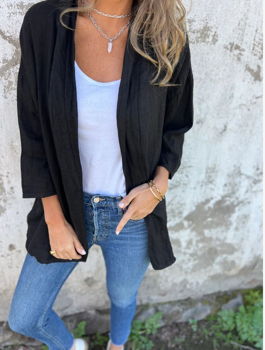 Damen lässige Sommerjacke aus leichtem Leinen