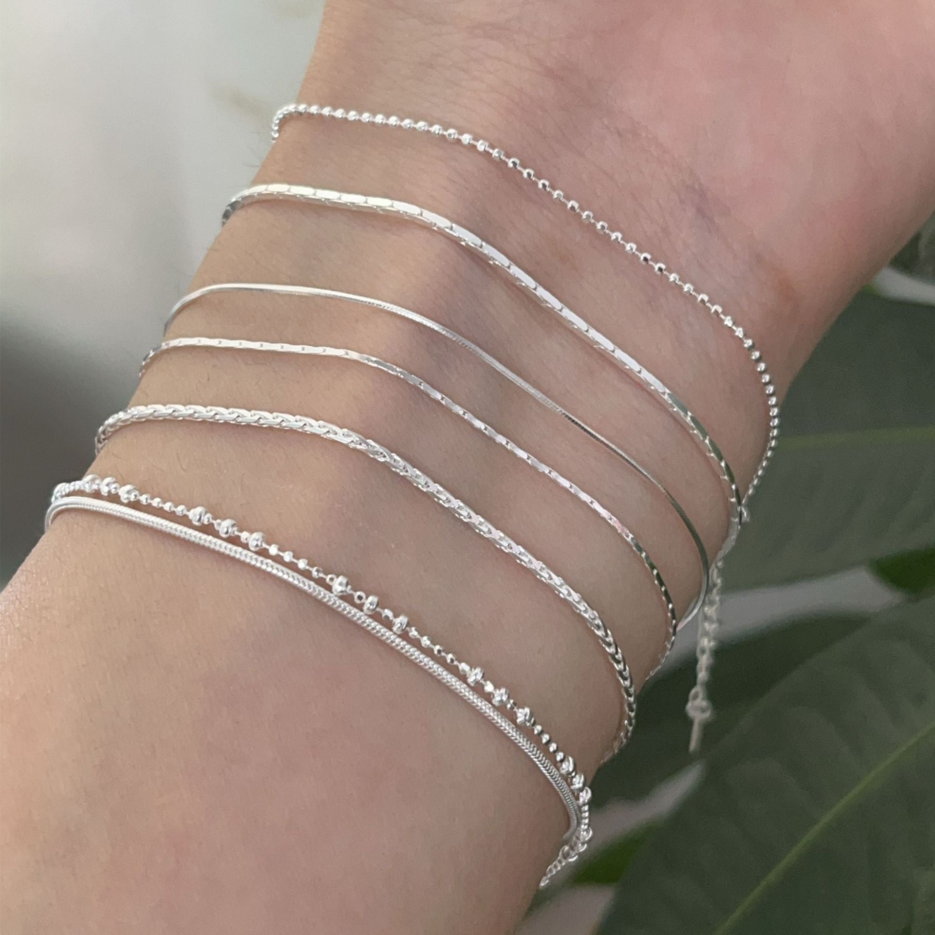 925 Sterling Silber Kugelkette Schlangenketten Armbänder Eleganter Einfacher Stil | Shop Nory