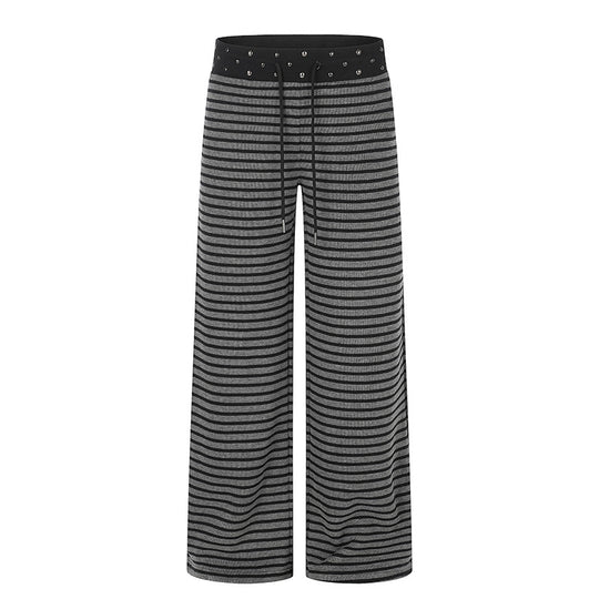 Damen Gestreifte Palazzo-Relaxhose mit Nietenbund und Tunnelzug Shop Nory