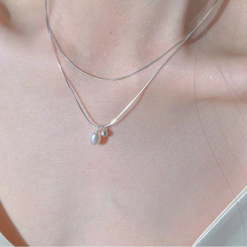 Damen elegante doppellagige Halskette mit stilvollem Anhänger Shop Nory