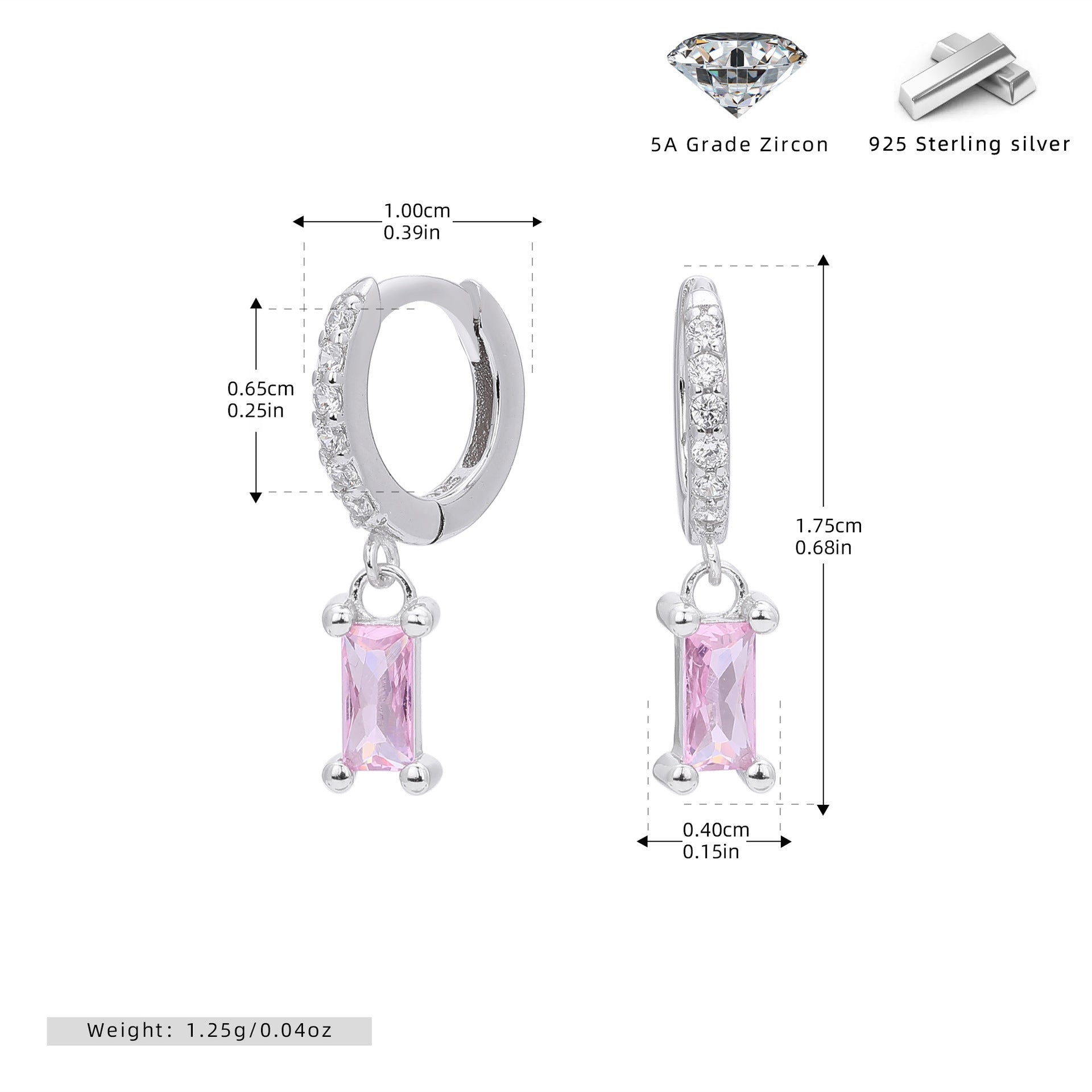 Damen Ohrstecker mit funkelnden Zirkon-Anhängern und hochwertigem 925 Sterling Silber Shop Nory