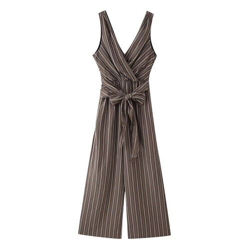 Damen Ärmelloser Wickel-Jumpsuit mit weitem Bein und Taillengürtel Shop Nory
