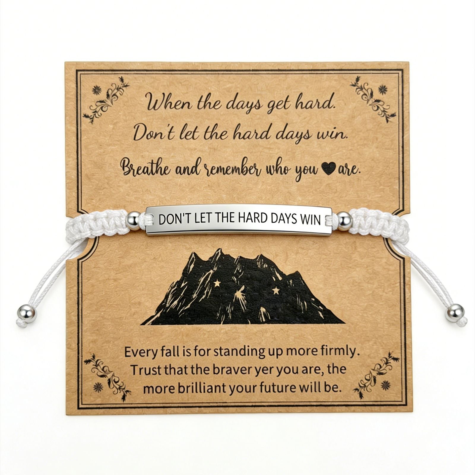 Damen Motivationsarmband mit verstellbarem Knoten und inspirierendem Spruch Shop Nory