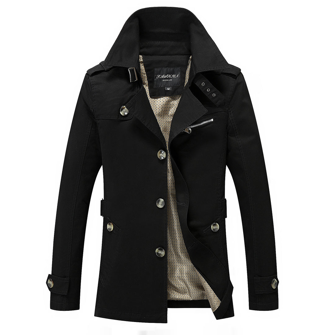 Herren mittellanger Canvas-Fieldparka mit Stehkragen Schulterepauletten und Utility-Taschen Shop Nory