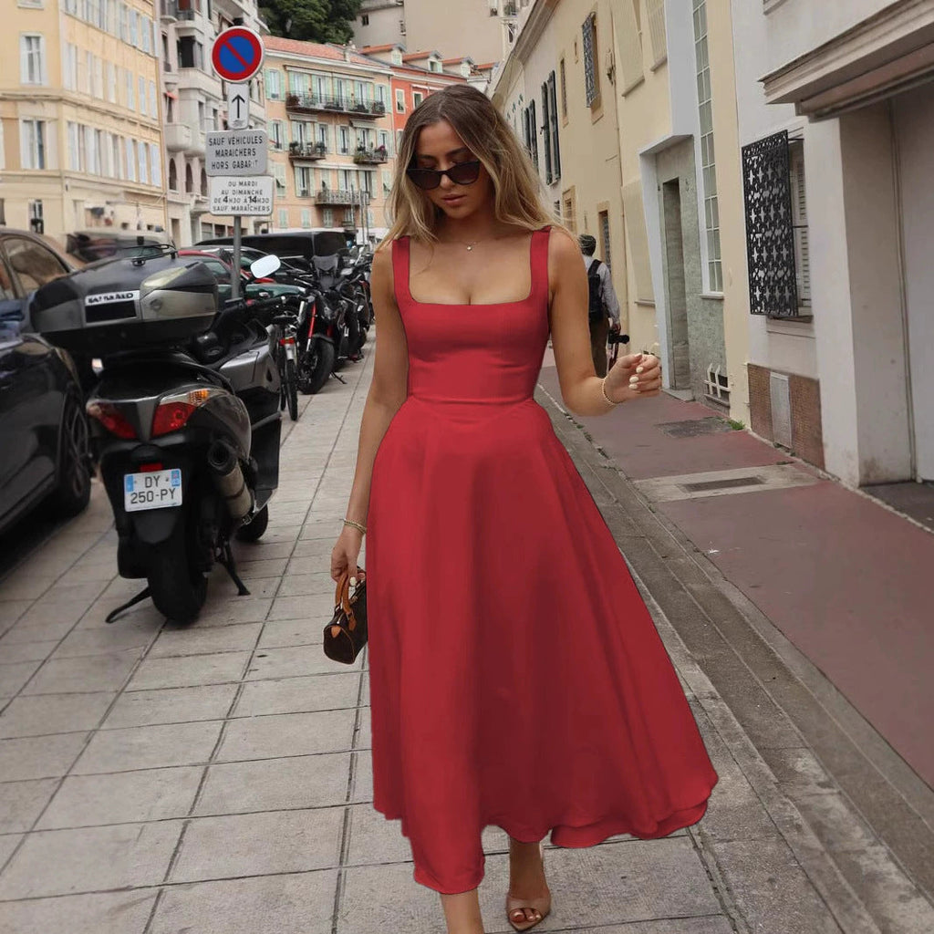 Maxikleid A-Linie mit quadratischem Ausschnitt