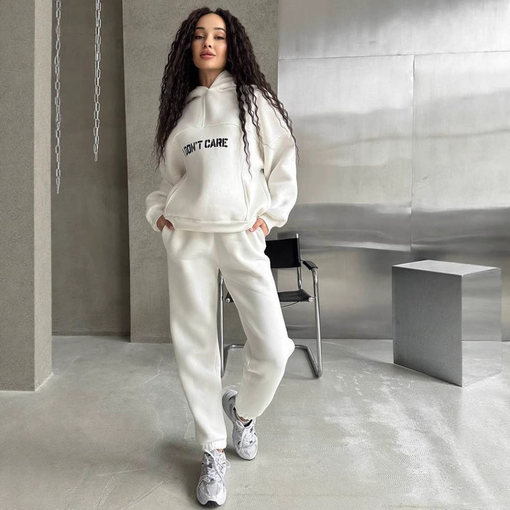 Damen Oversized Hoodie- und Jogginghose-Set aus French-Terry mit Statement-Print Shop Nory