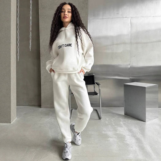 Damen Oversized Hoodie- und Jogginghose-Set aus French-Terry mit Statement-Print Shop Nory