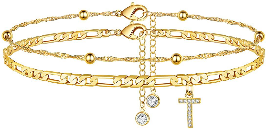 Damen Fußkettchen mit personalisiertem Anhänger und funkelnden Zirkonia-Elementen Shop Nory
