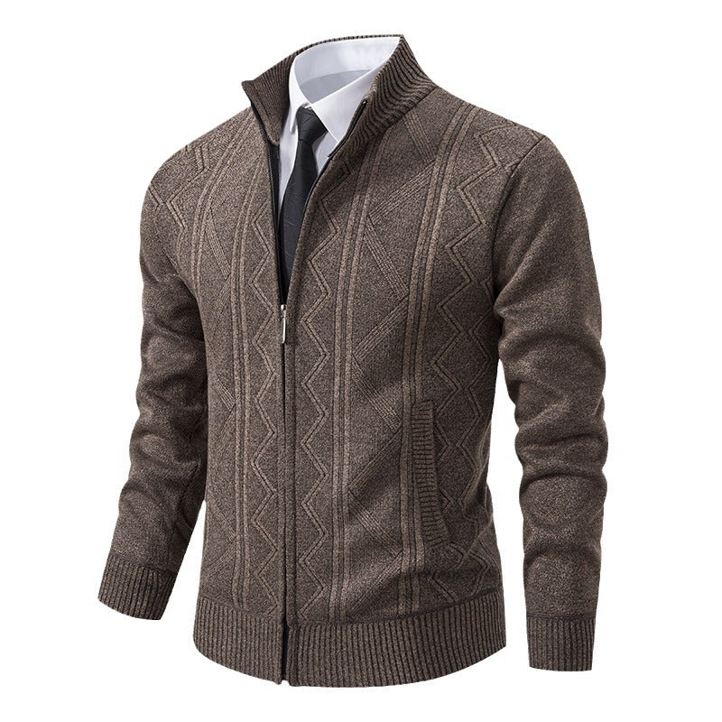 Herren Strickjacke mit modernem Zopfmuster