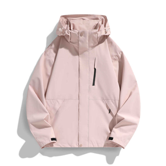 Damen Wasserabweisende Kapuzen‑Übergangsjacke mit verstellbarer Kapuze, verdeckter Frontblende und Multifunktionstaschen Shop Nory