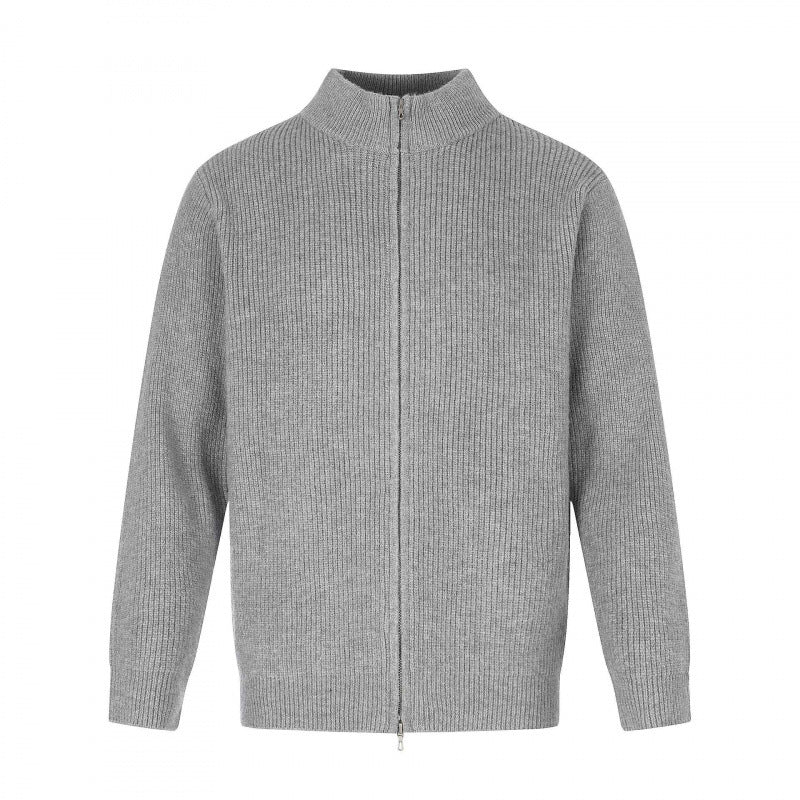 Unisex Reißverschluss-Strickjacke im Boxy‑Cut mit Stehkragen und Rippenstruktur Shop Nory