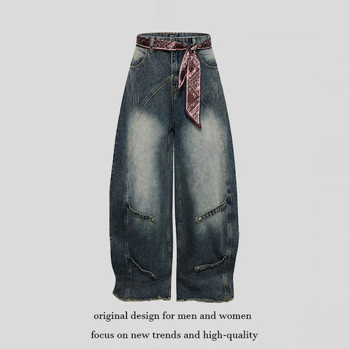 Damen Weite Denim-Culotte mit hohem Bund und Bandana-Gürtel Shop Nory