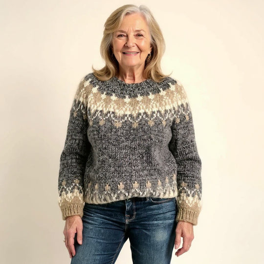 Damen nan kuscheliger Norweger-Strickpullover mit Stehkragen und Oversize-Passform Shop Nory