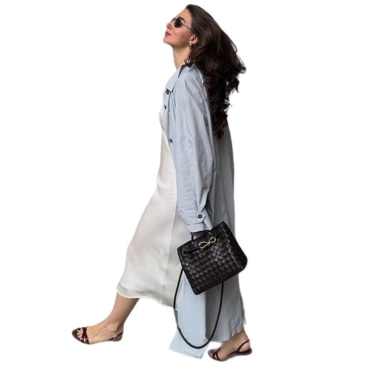 Damen Leichter langer Trenchcoat aus technischem Material mit verdeckter Knopfleiste und lockerem Fall Shop Nory
