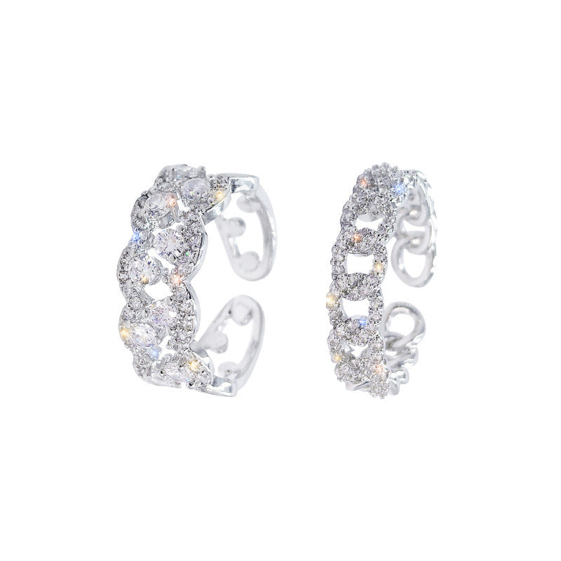 Damen Offener Ring mit funkelnden Zirkonia-Elementen Shop Nory