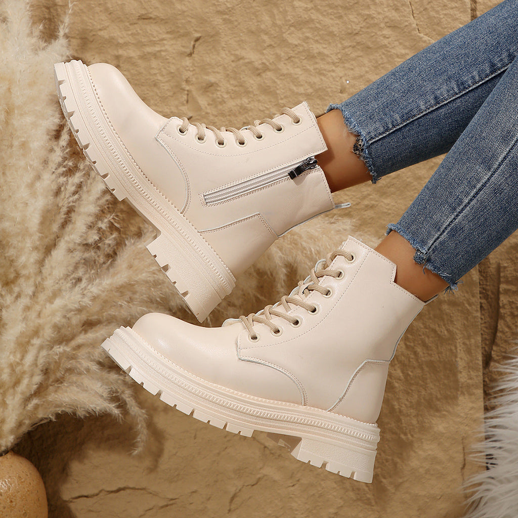 Damen Schnürboots mit robustem Profil und modischem Reißverschluss