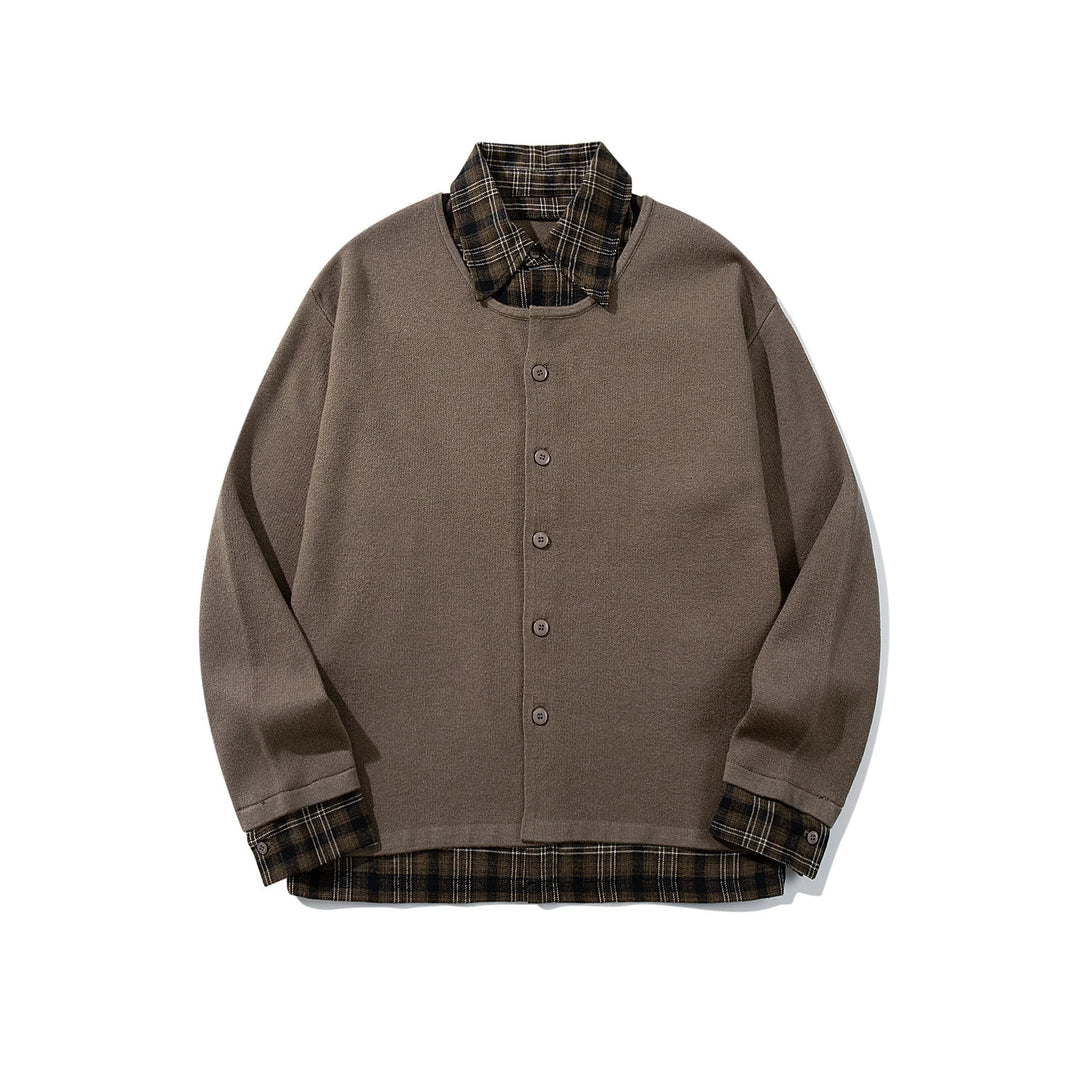 Herren Karierter Flanellhemd-Layer mit offenem Strickcardigan Shop Nory