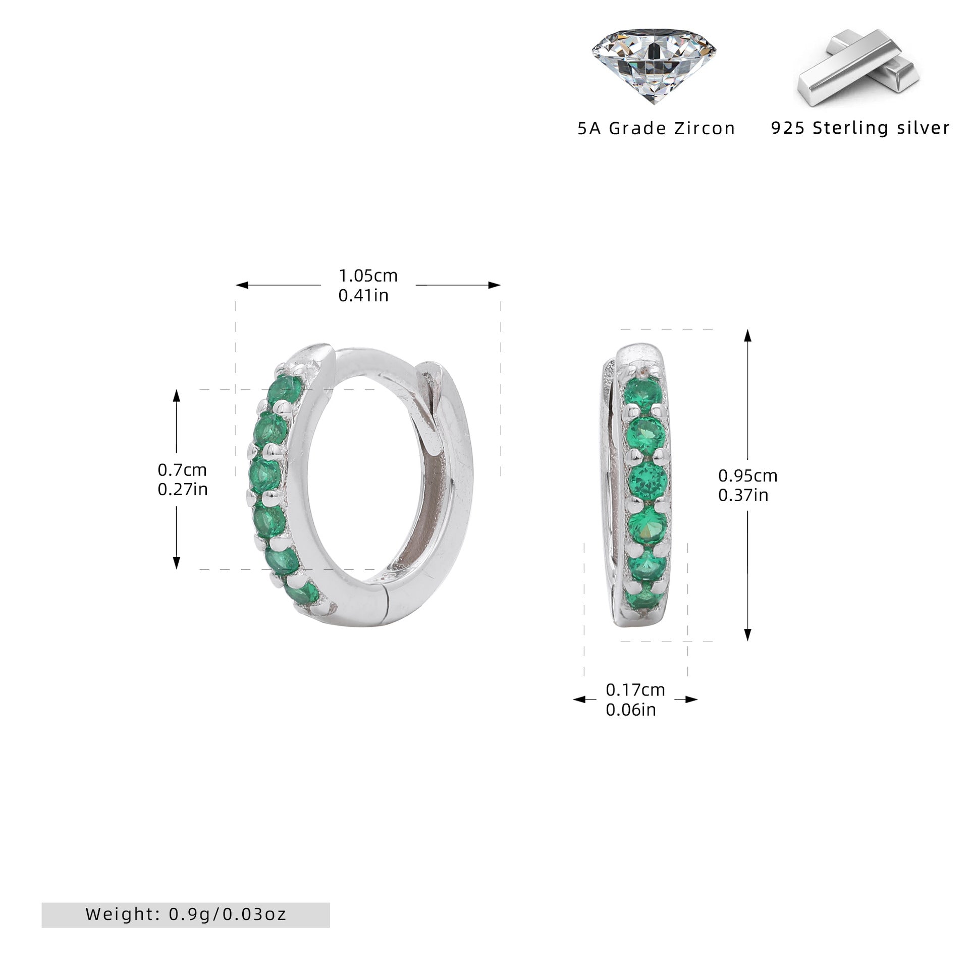 Damen Ohrcreolen mit funkelnden Zirkonsteinen aus hochwertigem 925 Sterling Silber Shop Nory