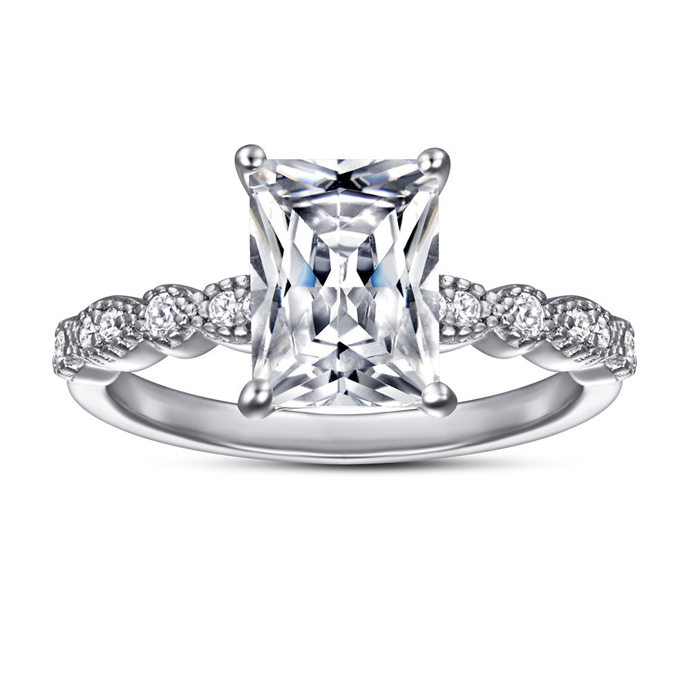 Damen Eleganter Verlobungsring mit quadratischem Diamant und filigranem Design Shop Nory