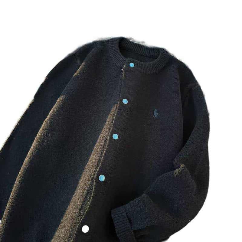 Unisex Oversize-Strickjacke mit Druckknopfleiste, geripptem Saum und Melange-Optik Shop Nory