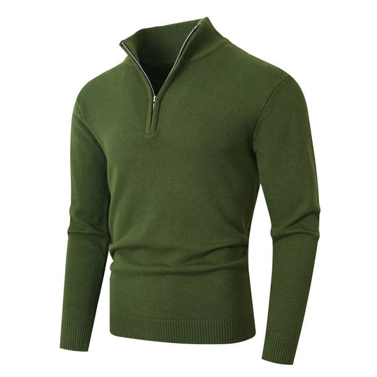Herren Strickpullover mit modernem Stehkragen und hochwertigem Reißverschluss