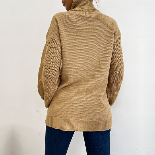 Damen Rollkragenpullover mit Zopfmuster und Oversize-Silhouette Shop Nory