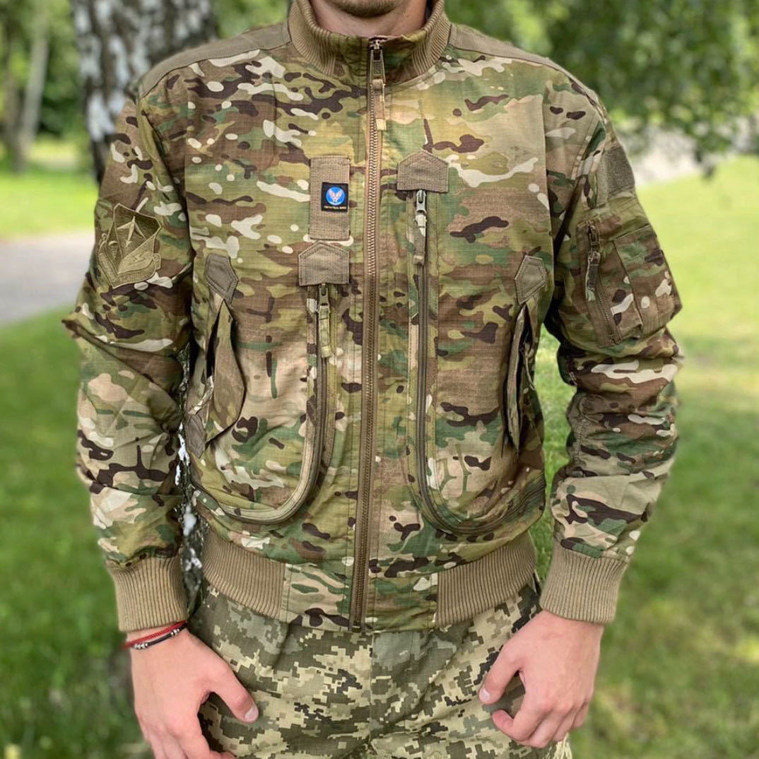 Herren Militärinspirierte Bomberjacke mit Mehrfachtaschen, Ärmel-Organizer und Rippenbündchen Shop Nory