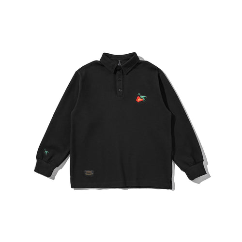 Unisex Langarm-Poloshirt-Sweatshirt mit besticktem Brustmotiv und gerippten Bündchen Shop Nory