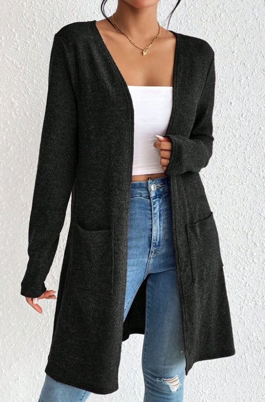 Damen nan offener Longcardigan mit aufgesetzten Taschen und weichem Feinstrick Shop Nory