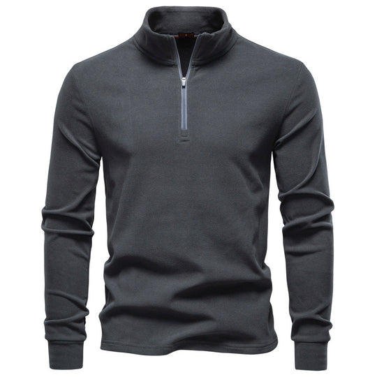 Herren funktionaler Sweatshirt mit hohem Kragen und kurzem Reißverschluss