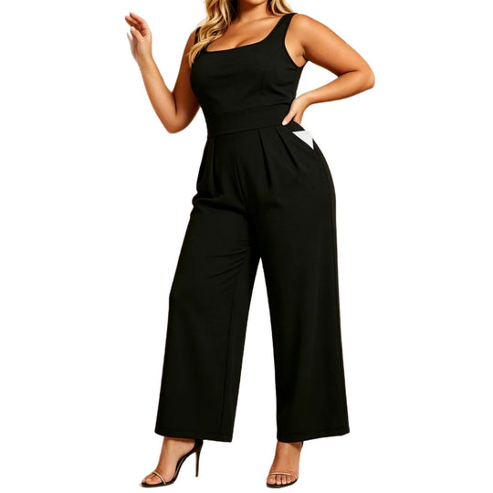 Damen Ärmelloser Jumpsuit mit weitem Culotte-Bein und tailliertem Bund Shopy Nory