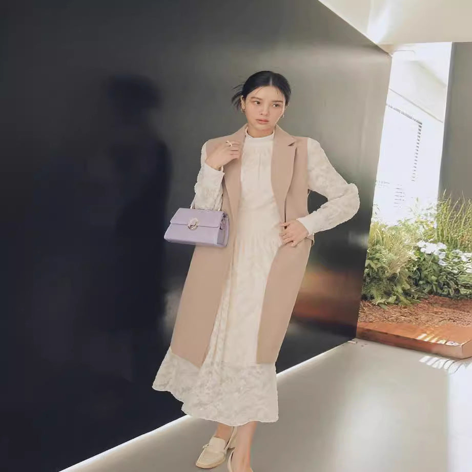 Damen Ärmellose Longweste im Tailoring mit Pattentaschen und einreihiger Knopfleiste Shop Nory