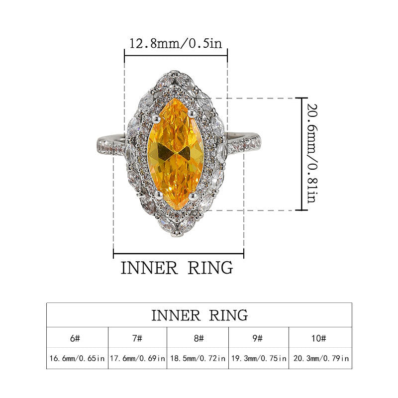 Damen eleganter und funkelnder Ring mit gelbem Zirkonia Shop Nory