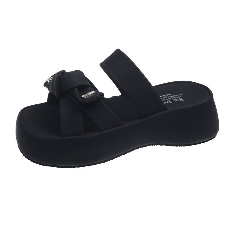 Damen modische Plateausandalen mit dekorativem Schleifendetail Shopnory