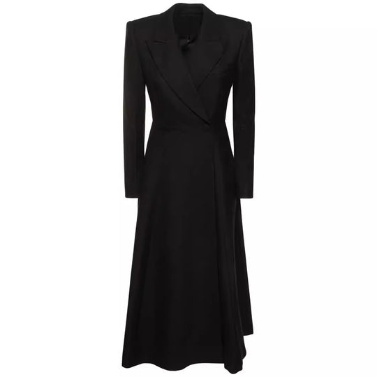 Damen langer taillierter Blazer‑Mantel mit Maxi‑Länge und strukturierten Schultern Shop Nory