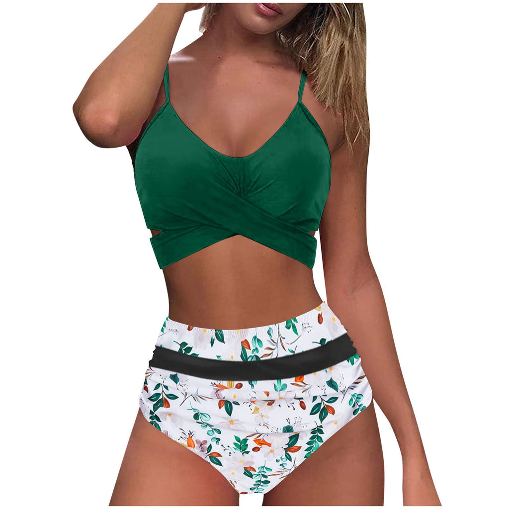 Damen High-Waist Bikini Set mit modischem Wickel-Oberteil