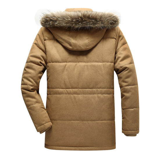 Herren Winterparka mit Teddyfutter, abnehmbarer Kunstfellkapuze und Multifunktionstaschen Shop Nory