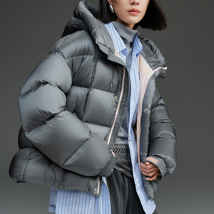 Damen Kurze Stepp-Daunenjacke mit Kapuze Shop Nory