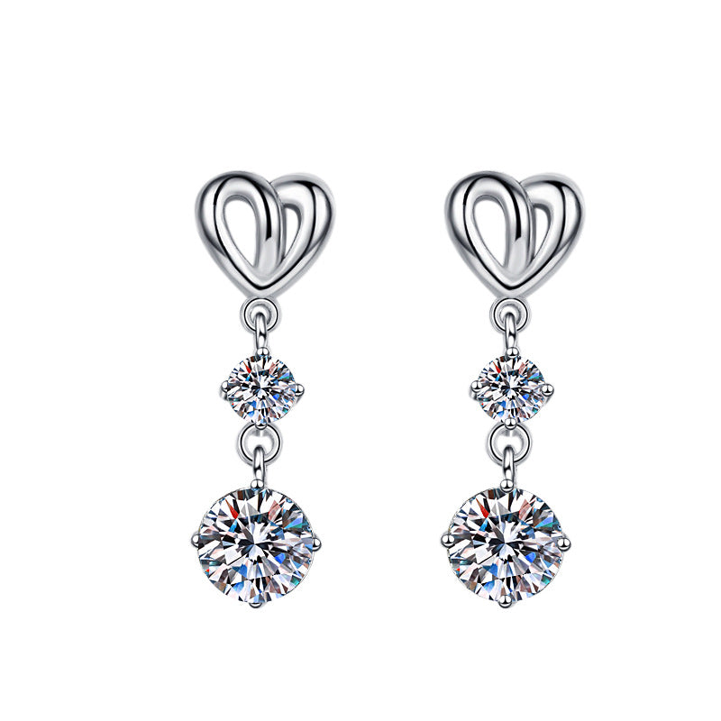 Damen Ohrhänger mit herzlichem Design und strahlendem Zirkonia Shop Nory