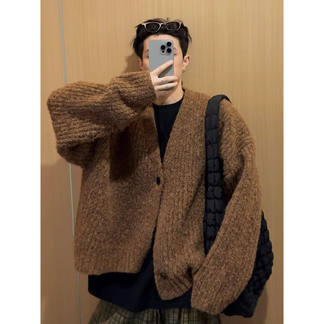 Herren Modische Oversized Strickjacke mit Knopfverschluss Shop Nory