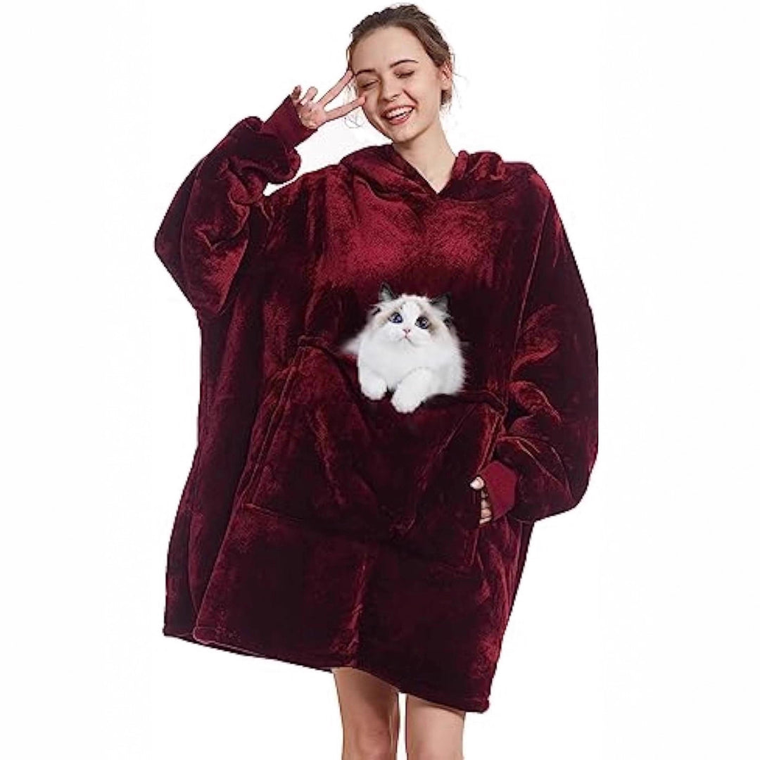 Damen Oversize Kapuzen-Kuscheldecke aus Mikrofaser mit Sherpa-Futter Shop Nory