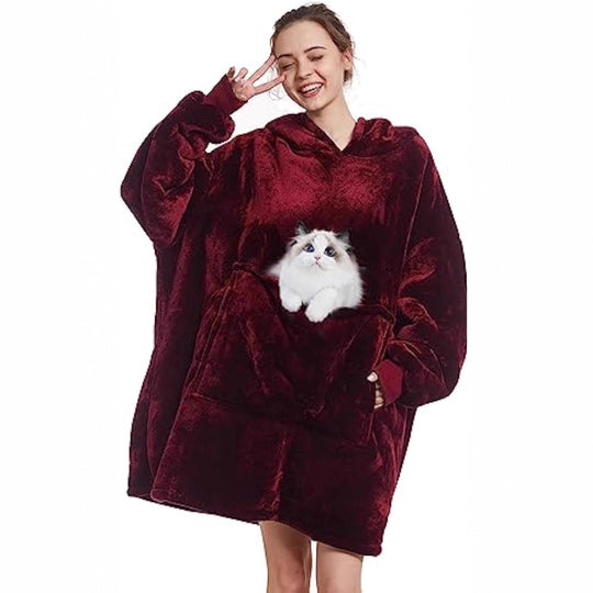 Damen Oversize Kapuzen-Kuscheldecke aus Mikrofaser mit Sherpa-Futter Shop Nory